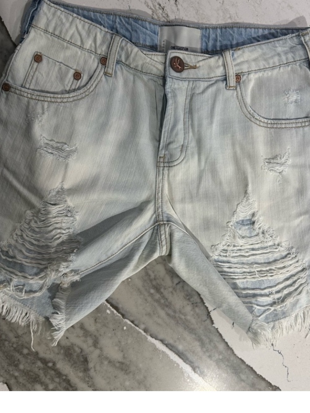 One Teaspoon Stevie’s long denim cut off shorts